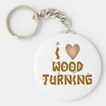 I Love Wood Turning Wooden Heart Key Chain