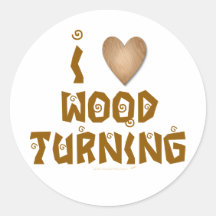 I Love Wood Turning Wooden Heart Sticker