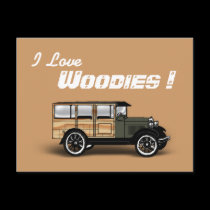I Love, Woodies ! postcards