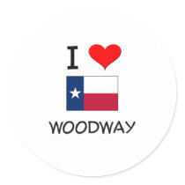 I Love Woodway Texas Round Sticker