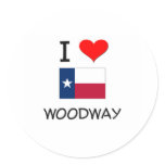 I Love Woodway Texas Round Sticker