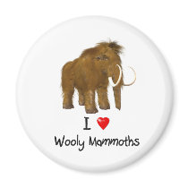 "I Love Wooly Mammoths" Wooly Mammoth Fridge Magnets