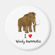 "I Love Wooly Mammoths" Wooly Mammoth Fridge Magnets