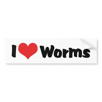 I Love Worms Bumper Sticker