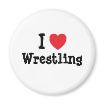 I love Wrestling heart custom personalized magnets