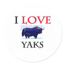 I Love Yaks Round Sticker
