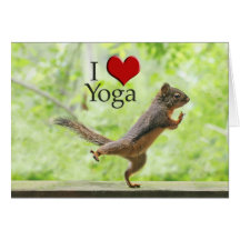 I Love Yoga Squirrel Greeting Cards
