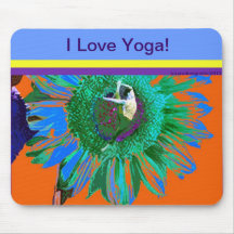 I LOVE YOGA, SUNFLOWER, FLORAL BRIGHT YOGA POSTURE MOUSEPADS