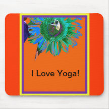 I LOVE YOGA, SUNFLOWER, FLORAL BRIGHT YOGA POSTURE MOUSEPAD