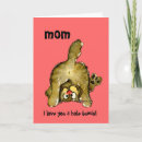 I Love You a Hole Bunch Mom Cat Card - Cartoon Cat Mother's Day Card - Here's a cute Mother's Day card for your Mom Cat! It's a playful cartoon kitty cat and has extra love hearts and messages inside. Front: 'Mom, I love you a hole bunch', Inside left: 'and I mean it from the bottom of my...', Next part inside: 'Happy Mother's Day, (you're the cat's meow)' Then a customized field for you to personalize your message inside.