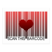 I LOVE YOU BARCODE postcards