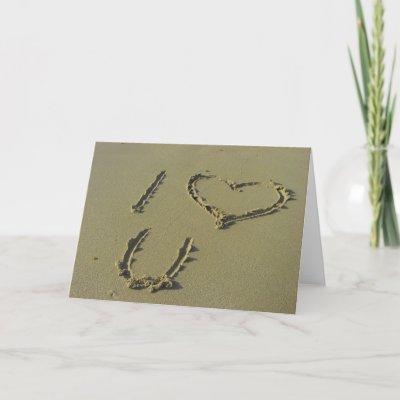 I love you - beach sand writing Greeting card by Rainmountain