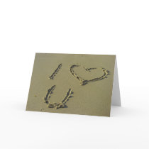 I love you - beach sand writing Greeting card by Rainmountain I love you - beach sand writing Greeting card