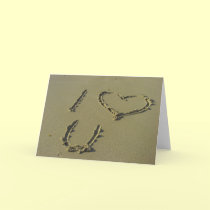 I love you - beach sand writing Greeting card