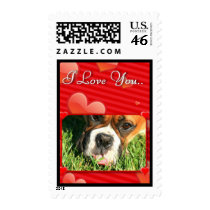 I Love You boxer dog Stamp