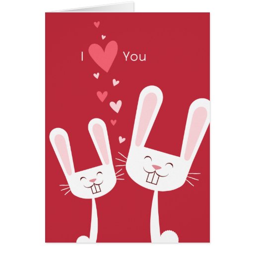 I Love You Bunny Rabbits (red) Valentine Cards