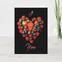 I Love You Card - I love you! Made up from text and a photo of fruit in the shape of a love heart.