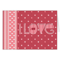 love, heart, hearts, feelings, joyful, passion, infatuation, relationship, vintage, retro, pattern, playful, dots, stripes, love cards, creative, unique, Card with custom graphic design