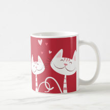 I Love You Cats and Hearts Valentine's Coffee Mug