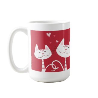 I Love You Cats and Hearts Valentine's mug