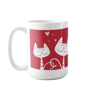 I Love You Cats and Hearts Valentine's coffee mug