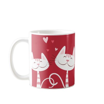 I Love You Cats and Hearts Valentine's coffee mug