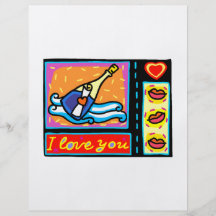 i love you collage wine lips heart flyer
