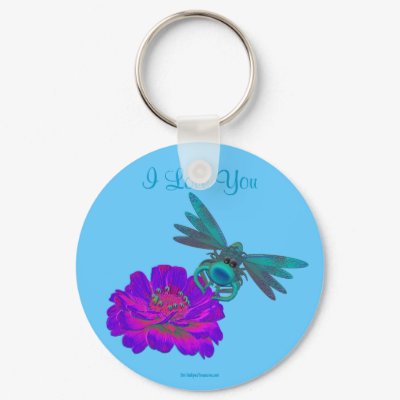 I+Love+You+Dragonfly+Zinnia+Flower+Keychain+by+SmilinEyesTreasures