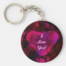 "I Love You!" Fractal Art Heart Keychain