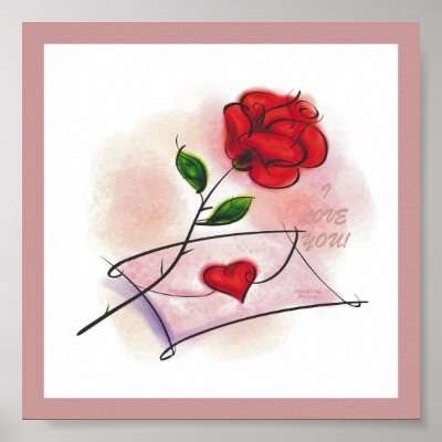love letter background. Red Rose with a love letter,