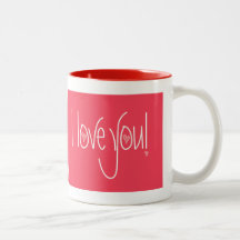 I love you handlettered red mug