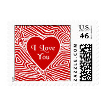 I Love You Heart Scribbleprint postage