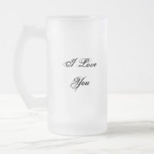 I Love You. In a script font. Black and White. Coffee Mug