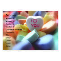 I Love You, in Heart Candy Business Card Templates