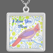 I Love You Mom Cardinal Necklace necklaces