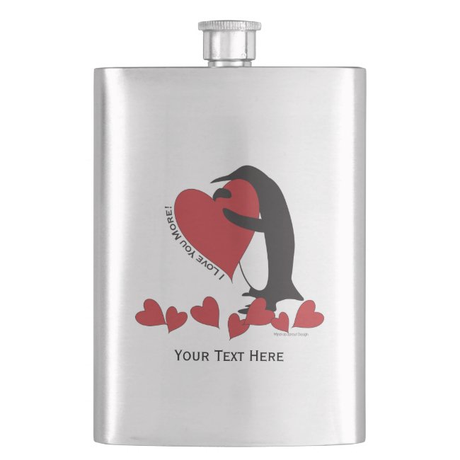 I Love You More! - Penguin and Red Hearts