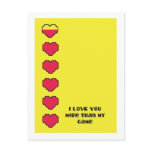 I love you more than my game digital hearts postcards