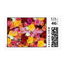 I Love You on Bed of Roses postage