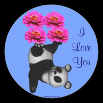 I Love You Panda Bear Flower Photo Sticker