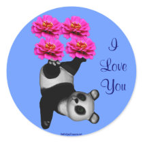 I Love You Panda Bear Flower Photo Sticker by SmilinEyesTreasures I Love You Panda Bear Flower Photo Sticker