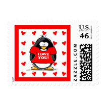 I Love You Penguin Stamp