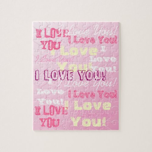 I Love You Pink Bas Relief Hearts Puzzle
