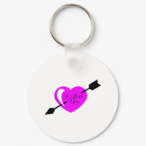 I Love You Pink Black Heart keychains