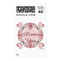 I Love You Pink Heart Design postage