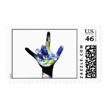 I Love You Planet Earth Stamp