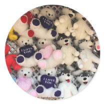 I Love You Plush Bear Photo Sticker Label
