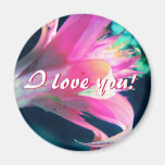 "I love You" Pretty Pink Flower Magnet