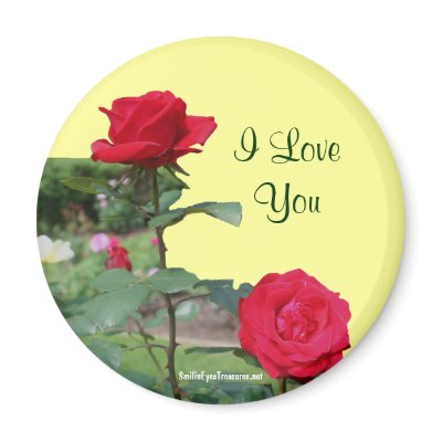 I Love You Red Roses Flower Photo Magnet