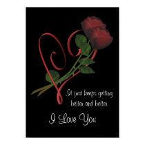 I Love You Red Roses Heart Flower Poster posters