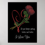 I Love You Red Roses Heart Flower Poster